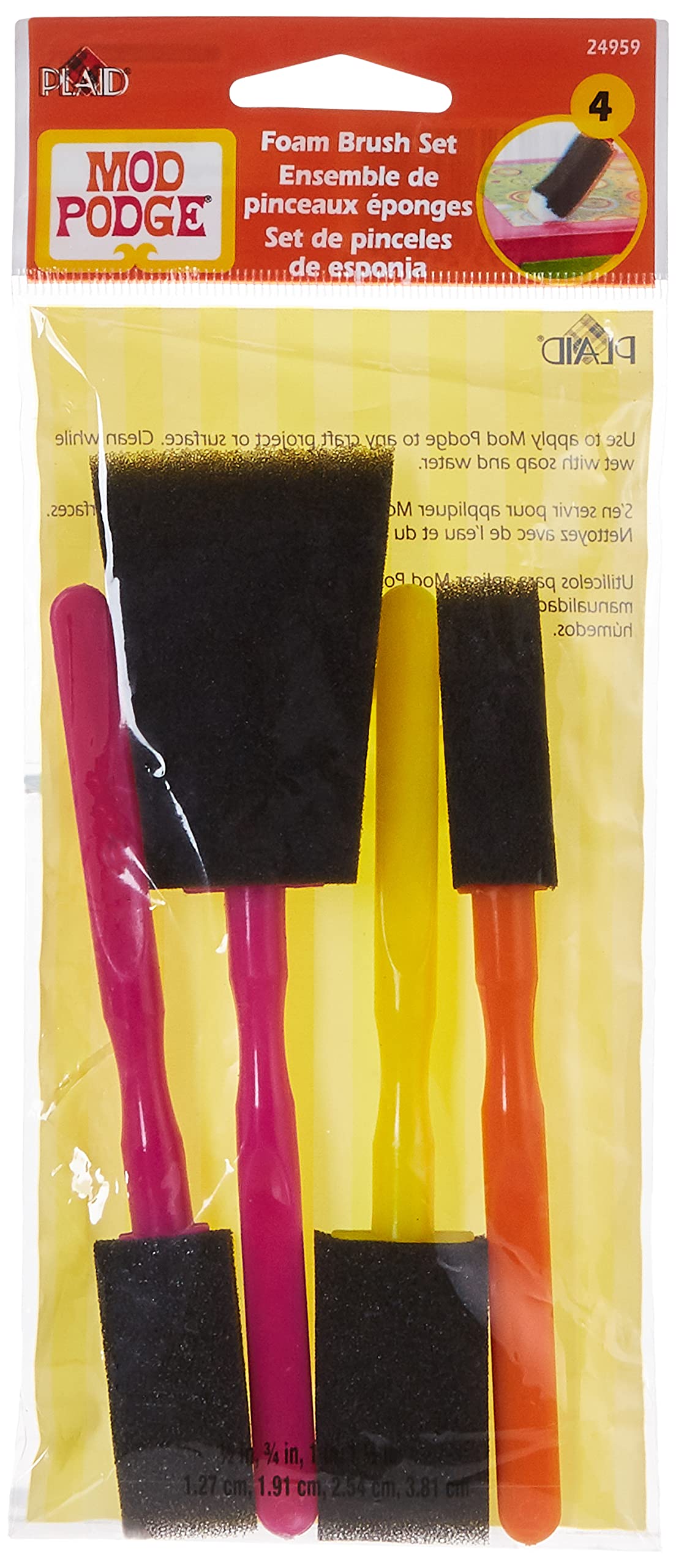 Mod Podge FBA Scrapbooking Foam Brush Set, (4-Piece), Assorted 4 Count Mod Podge