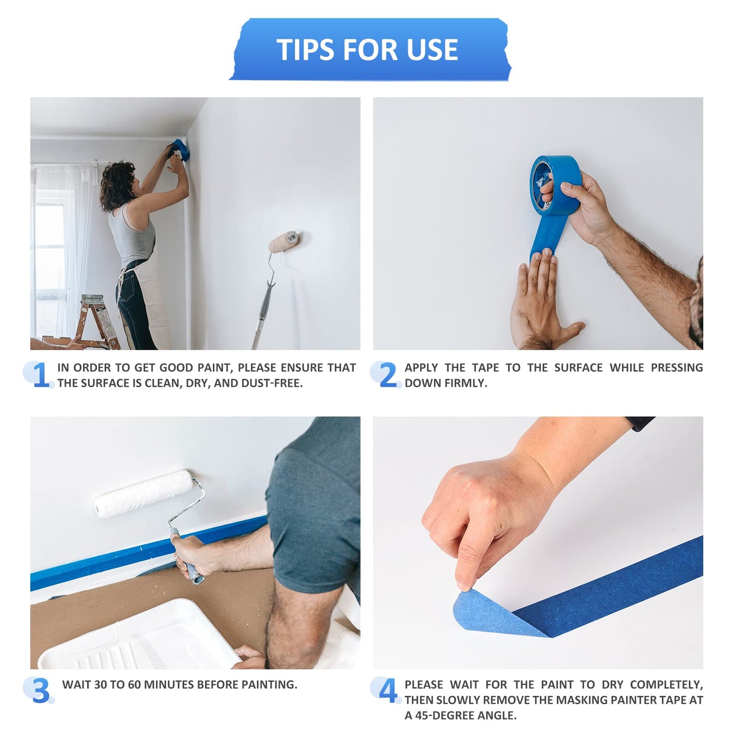 SEBETOW 10 Rolls Painters Tape 2 inch Bulk Painter Tape Blue Wide Roll, Blue Masking Tape, 2 Inches x 55 Yards for General Purpose Wall Painting, SEBETOW