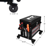 Performance Tool W85024 Drawer Creeper Rolling Work Seat with Tool Box for Mechanic Garages and Workshops, Black, 16x9-inch Seat Performance Tool