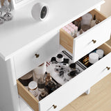 HOUSUIT White Dresser with 5 Drawers, Tall Dresser Chest of Drawers, 5 Drawer Dresser with Deep Space, Wood Dresser Storage Cabinet for Living Room, HOUSUIT