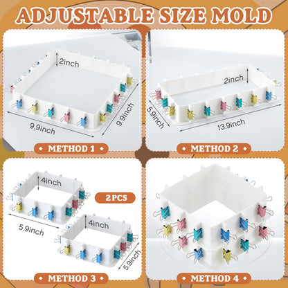 Tioncy 2 Pack Adjustable Mold Housing for Silicone Molds Making Reusable Plastic Housing Frame Silicone Mold Making Kit with Back Sheets Hot Glue - WoodArtSupply