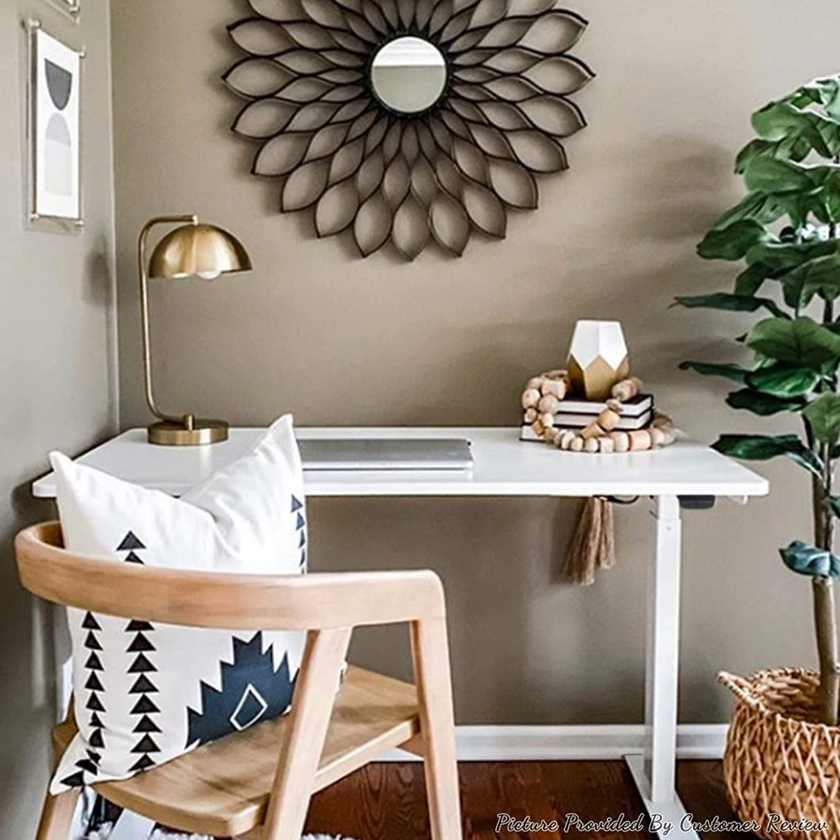 FLEXISPOT Adjustable Height Desk 40 x 24 Inches Whole Piece Desktop Small Standing Desk for Small Space Electric Sit Stand Home Office Table (White FLEXISPOT