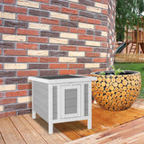 Wooden Bunny House Rabbit Cat Hutch, Feral Cats House Outdoor Weatherproof Rabbit Hutch w/Ramp, Lockable Doors, Openable Top, Small Pet House for AMZOSS