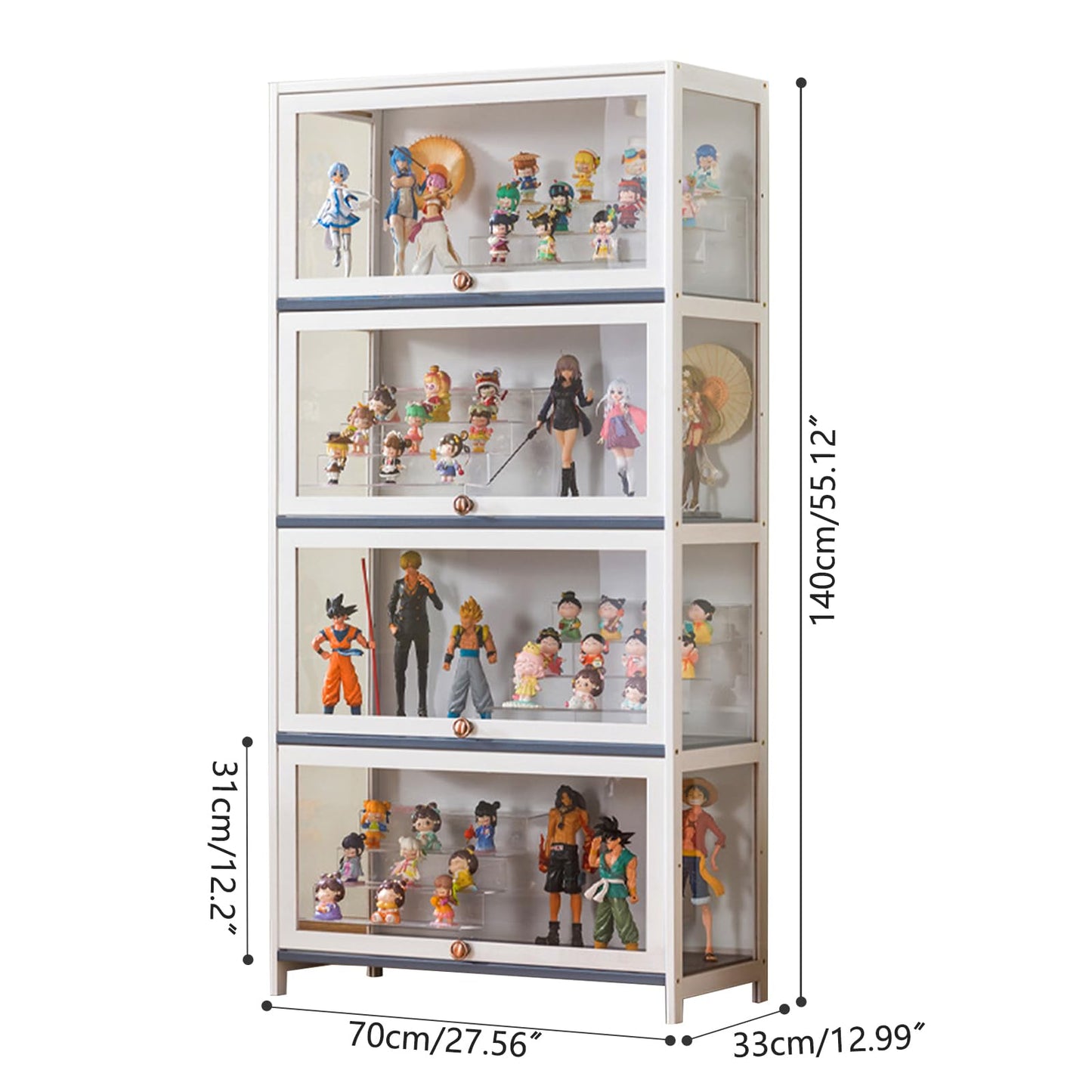 Stranthother 4-Tier Bamboo & Acrylic Curio Display Cabinet for Collectibles - WoodArtSupply