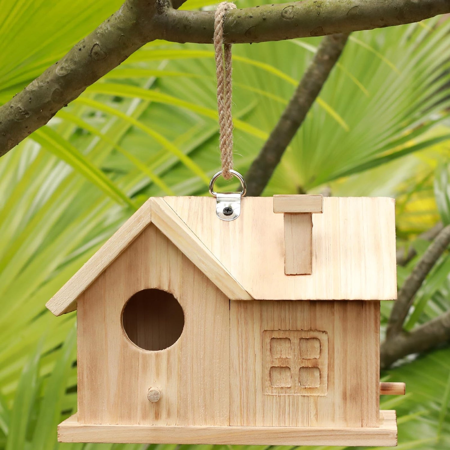 Bird House Outdoors Hanging Bird House for Outside - Unfinished Wooden Birdhouse for Painting - Sheltered Warm Place for Small Birds Bluebird House- STARSWR