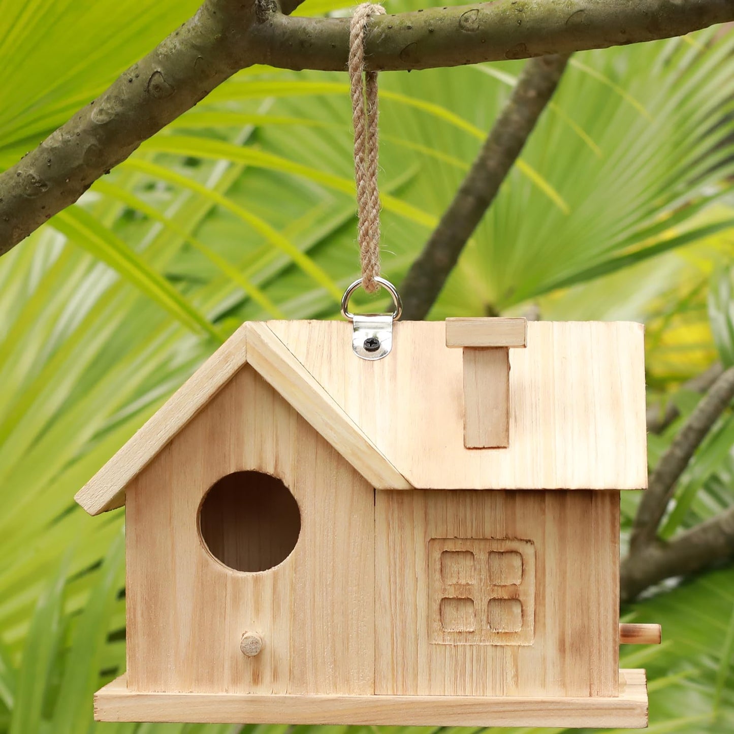 Bird House Outdoors Hanging Bird House for Outside - Unfinished Wooden Birdhouse for Painting - Sheltered Warm Place for Small Birds Bluebird House-