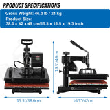 TOPDEEP 5 in 1 Heat Press Machine, 12x15 inch Swing Away Heat Press for Sublimation, T Shirt Pressing Machine Multifunction, Heat Press Transfer Topdeep