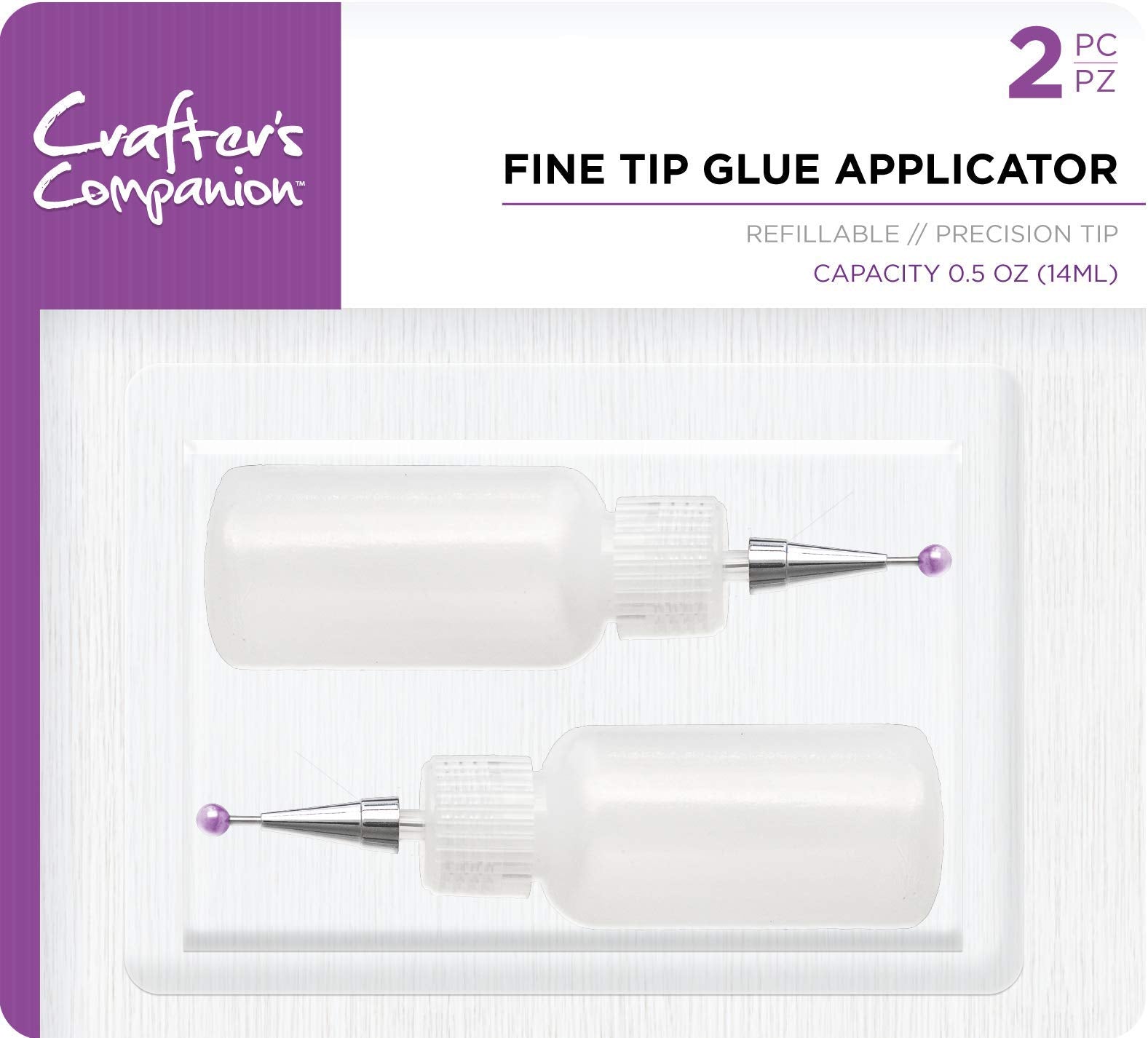 Crafters Companion Glue Applicators-Pack of 2, 14ml Bottle, Clear 2 Count - WoodArtSupply