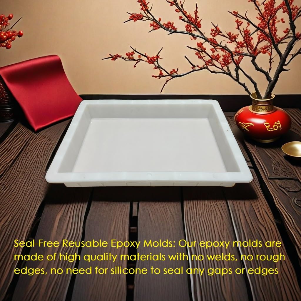 2Pcs Extra Large Reusable Epoxy Resin Table Mold 19x11x3 inch 15.7x9.8x3 inch Rectangles Epoxy Resin Molds for River Table, Coffee Side Table, Cutting Board, Charcuterie Board, Art Panel