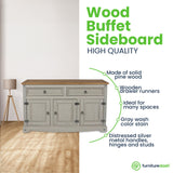 Furniture Dash Solid Wood Buffets & Sideboards 51.9" W, 16.9" D, 31.7" H - Kitchen Storage Cabinets, Bar and Liquor Cabinet, Kitchen Island with Furniture Dash