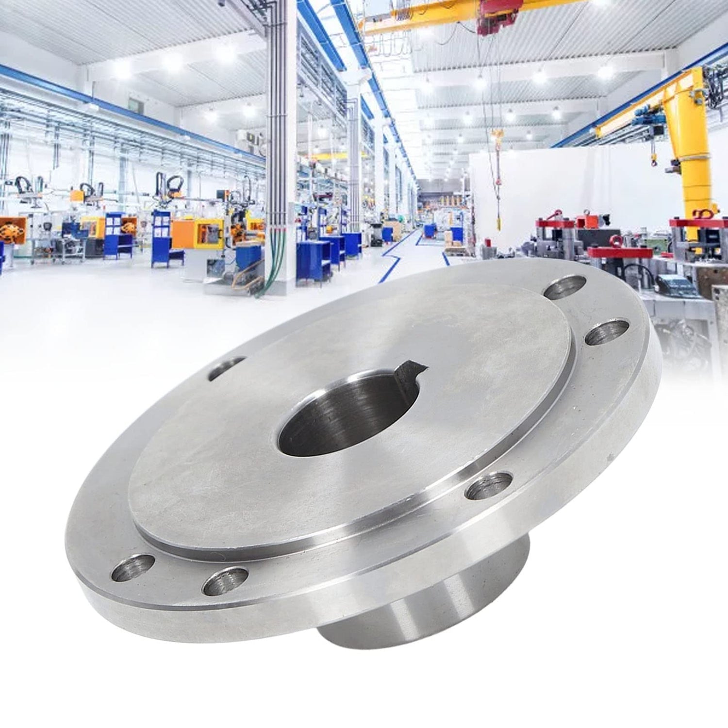 Lathe Flange, 6 Mounting Holes 125mm Chuck Connection Flange, High Manganese Steel Chuck Flange for K11-125 K12-125 K72-125 Back Plate for Self Focket