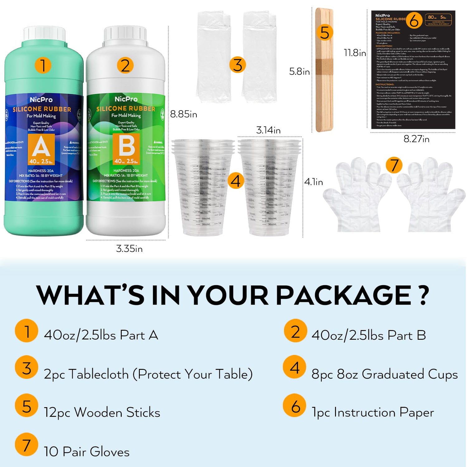 Nicpro 80 oz Silicone Mold Making Kit 20A, Platinum Liquid Silicone Rubber for Mold Maker, Jade Green Flexible & Food Safe Mix Ratio 1:1 for Casting Nicpro