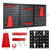 Goplus Pegboard Wall Organizer, 4ft Metal Garage Pegboard Tool Organizer w/3 Pegboards, Drill Bit Rack, Wrench Rack, Hooks Accessories, Wall-Mounted Goplus