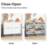 Maupvit Large Shoe Cabinet with 4 Flip Drawers, Freestanding Shoe Cabinet Organizer with Metal Drawer Bracket, Shoes Storage Cabinet for Entryway, Maupvit