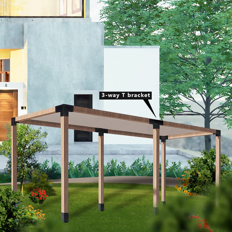 ITeVe.GD Pergola DIY Kit,2 Pcs 3-Way T-Angle Corner Brackets Elevated Wood Stand with Screws for 4"x4"(Inner Size:3.5"x3.5") Wood ITeVe.GD