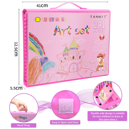 241 PCS Art Supplies, Drawing Art Kit for Girls Boys Teens, Artist Beginners Craft Set with Trifold Easel, Sketch Pad, Coloring Book, Pastels,