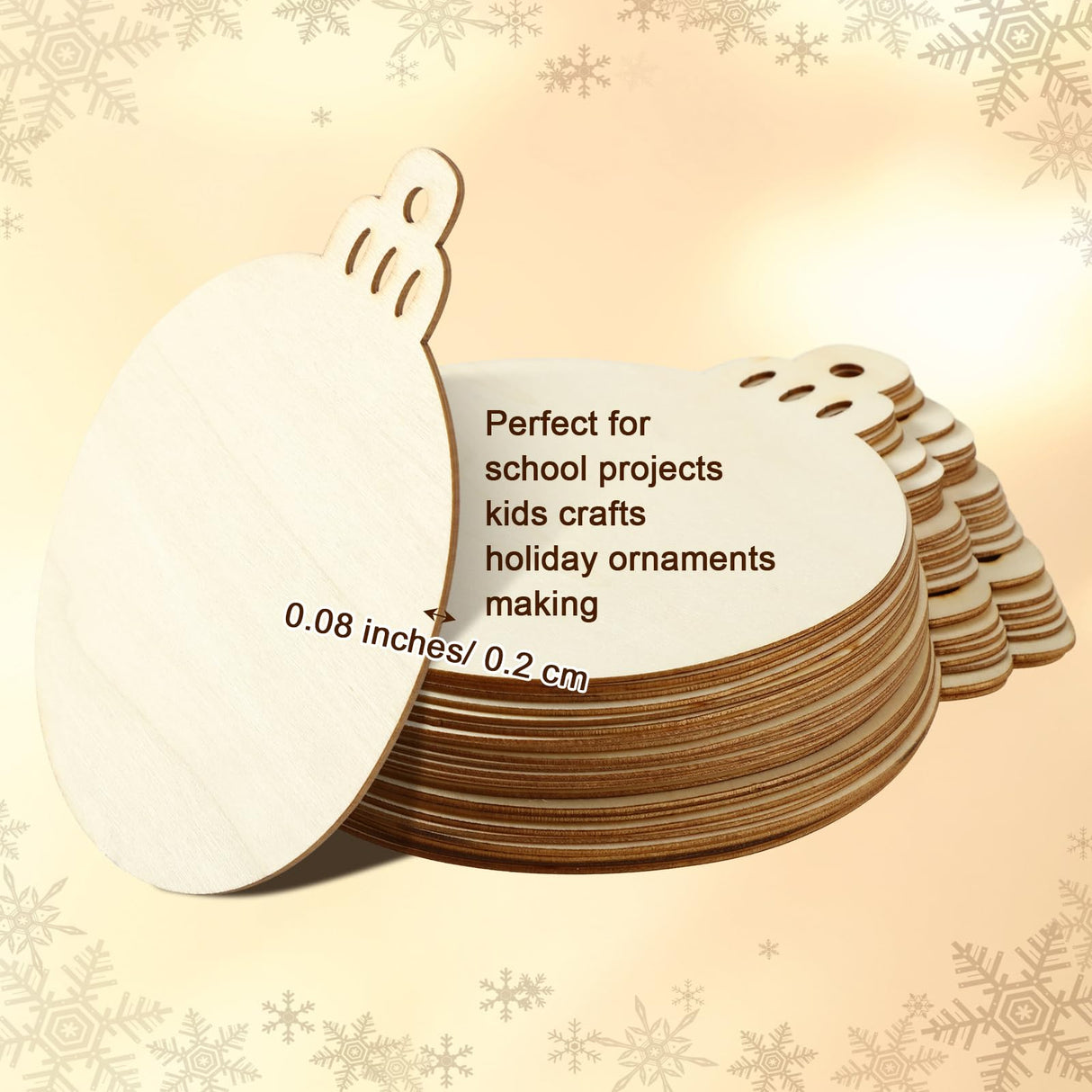 Soaoo 24 Pcs Extra Large 7" Christmas Round Wooden Discs Wooden Christmas Ornaments Hanging Wood Circles DIY Blank Unfinished Wood Slices with Holes Soaoo