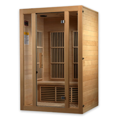 BOTARO Maxxus Saunas MX-J206-01 Seattle Carbon Far Infrared Sauna for 2 Persons, Hemlock Wood - WoodArtSupply