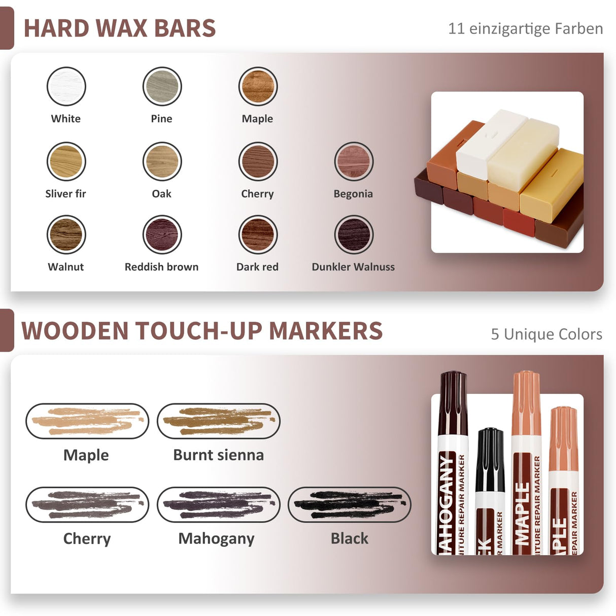 XFCA Floor Repair Kit,Laminate Hardwood Vinyl Floor Repair Kit with Heat Pen DIY Manual Floor Furniture Touch Up Marker Wood Floor Wax Cover Lvp XFCA