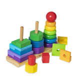 Melissa & Doug Geometric Stacker - Wooden Educational Toy - Shape Sorter And Stacking Toy, Stacking Tower Toy For Babies, Toddlers And Kids Ages 2+, Melissa & Doug