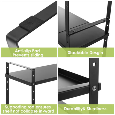 Across-Star Expandable Cabinet Shelf Organizer Rack, Stackable Kitchen Counter Storage Shelves Stand, Adjustable Height Pantry Shelf Spice Rack Across-Star