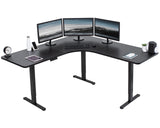 VIVO Electric Height Adjustable 71 x 71 inch Curved Corner Stand Up Desk, Black Table Top, Black Frame, Memory Controller, L-Shaped Workstation, E3C VIVO