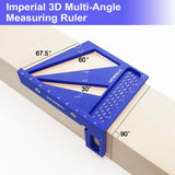 3D Multi Angle Measuring Ruler Aluminum Alloy Woodworking Square,Versatile Square Tool with Preset Angles from 22.5° to 90° Ideal Layout Tool for ViewReal