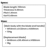 Z-saw Dozuki Piercing 150, Mini Panel Saw New Model with Resin Handle, English Replacement Manual Included, Japanese Hand Saw (Replacement Blade) Z-saw