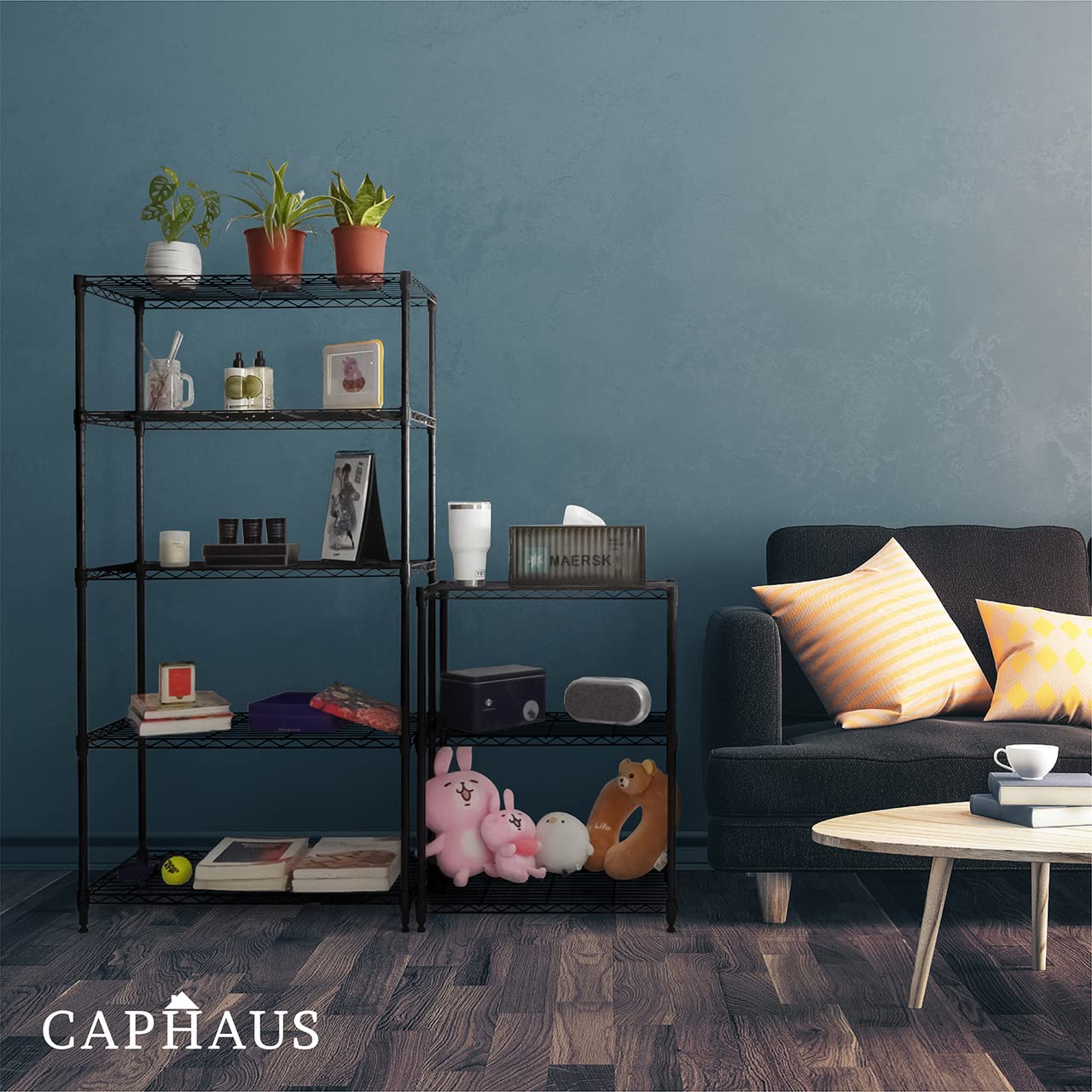 CAPHAUS 3/4/5-Tier Adjustable Height Wire Shelving Unit, Rack Shelving, Metal Steel Shelves, Garage Organizer, Utility Storage Shelf, 3-Tier Without CAPHAUS