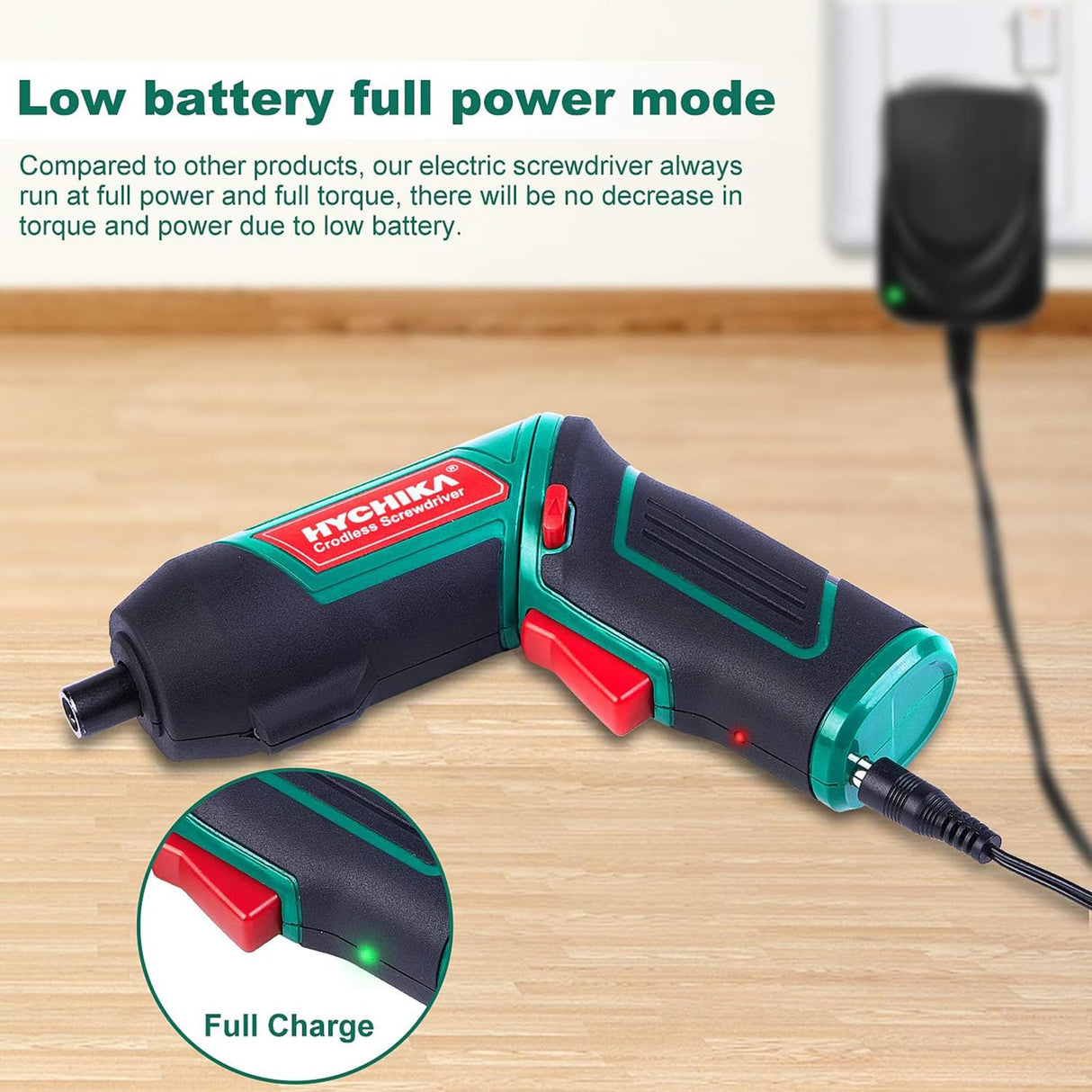 Cordless Screwdriver 6 N.m, HYCHIKA 4V 2000mAh Electric Screwdriver Gun, Adjustable 2 Position Handles, Front LED, DC Charging, 20pcs Accessories HYCHIKA BETTER TOOLS FOR BETTER LIFE