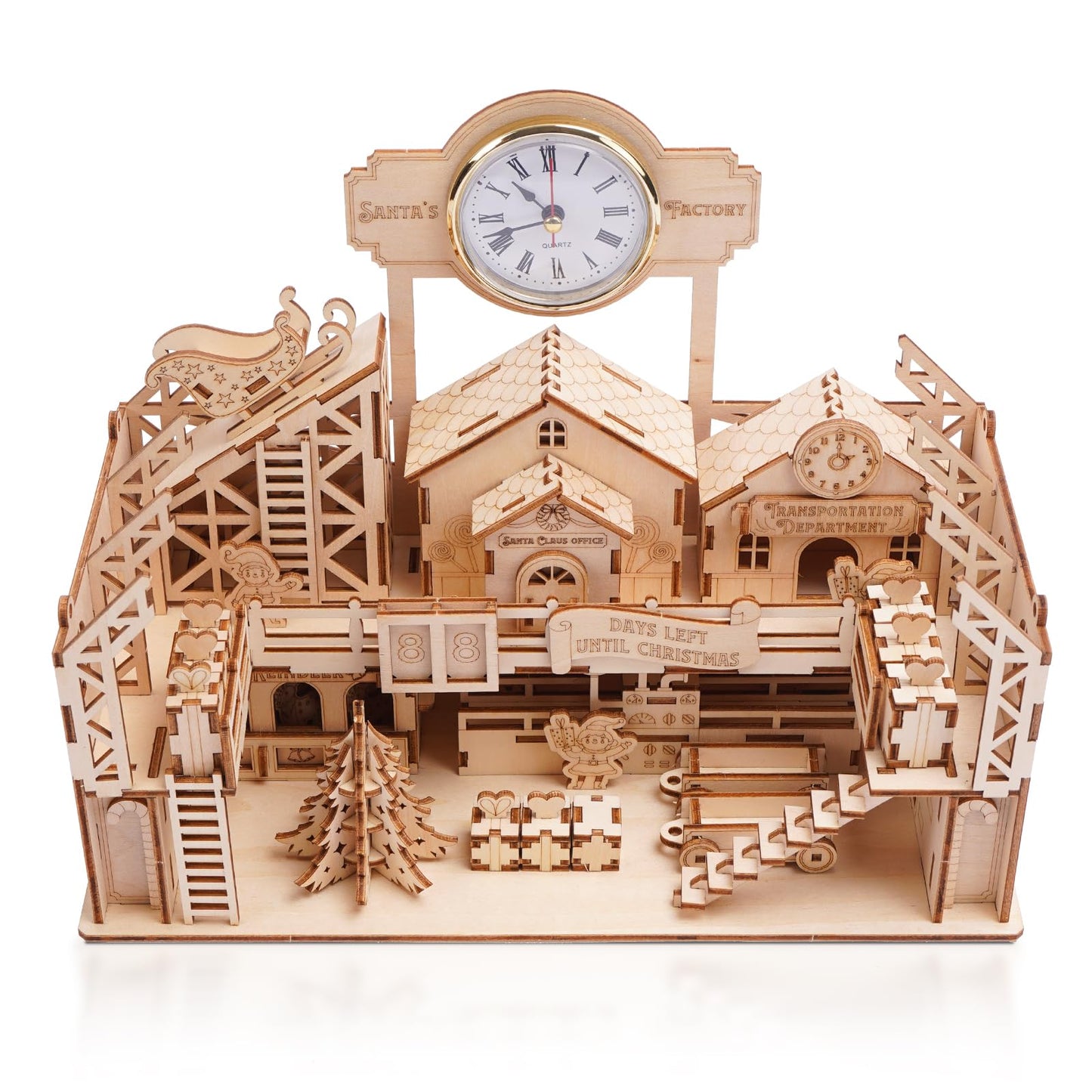 Hallisun 3D Wooden Puzzle for Adults, Santa's Factory Model Building Kits, Brain Teaser Educational Game Toys, DIY Handicraft Mechanical Birthday for - WoodArtSupply