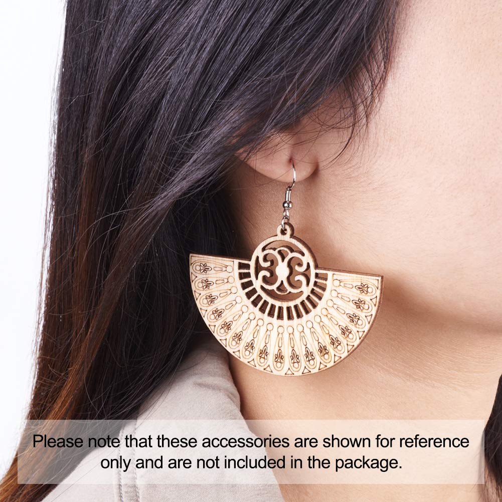 Pandahall 1 Box Natural Wood Dangle Earrings Kit with 48pcs Unfinished Wooden Filigree Earrings Pendants Blank with Stainless Steel Jump Rings and PH PandaHall