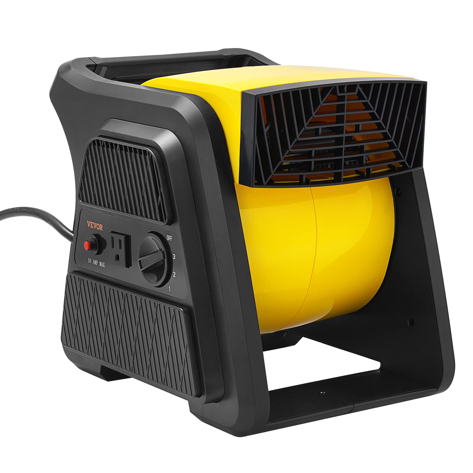 VEVOR Pivoting Utility Fan, 600 CFM High Velocity Floor Blower for Drying, Cooling, Ventilating, Exhausting, 300° Blowing Angle Air Mover, Portable - WoodArtSupply