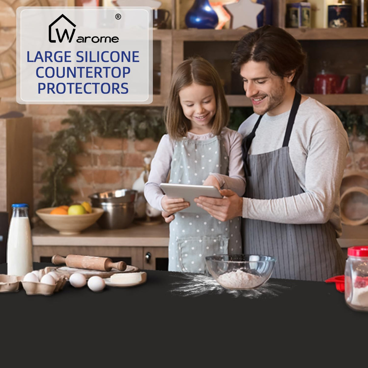 Warome Silicone Mat,78.7”x 23.6” Heat Resistant Mats for Countertop,Extra Large Countertop Protector Mat, Multi-functional Cuttable Kitchen Counter Warome