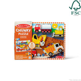 Melissa & Doug Construction Vehicles Wooden Chunky Puzzle (6 pcs), Multicolor, 11.95 x 8.95 x 1.0 Melissa & Doug