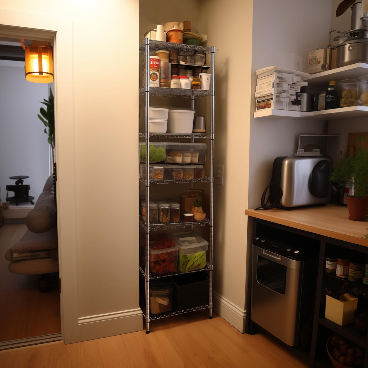 Finnhomy Heavy Duty 7 Tier Wire Shelving, 18x18x72 inches 7 Shelves Storage Rack with Thicken Steel Tube, Pantry Shelves for Storage, Adjustable Finnhomy