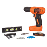 BLACK+DECKER 8V MAX* Cordless Drill + 43 pc. Home Decor Project Kit (BDCD8HDPK) BLACK+DECKER