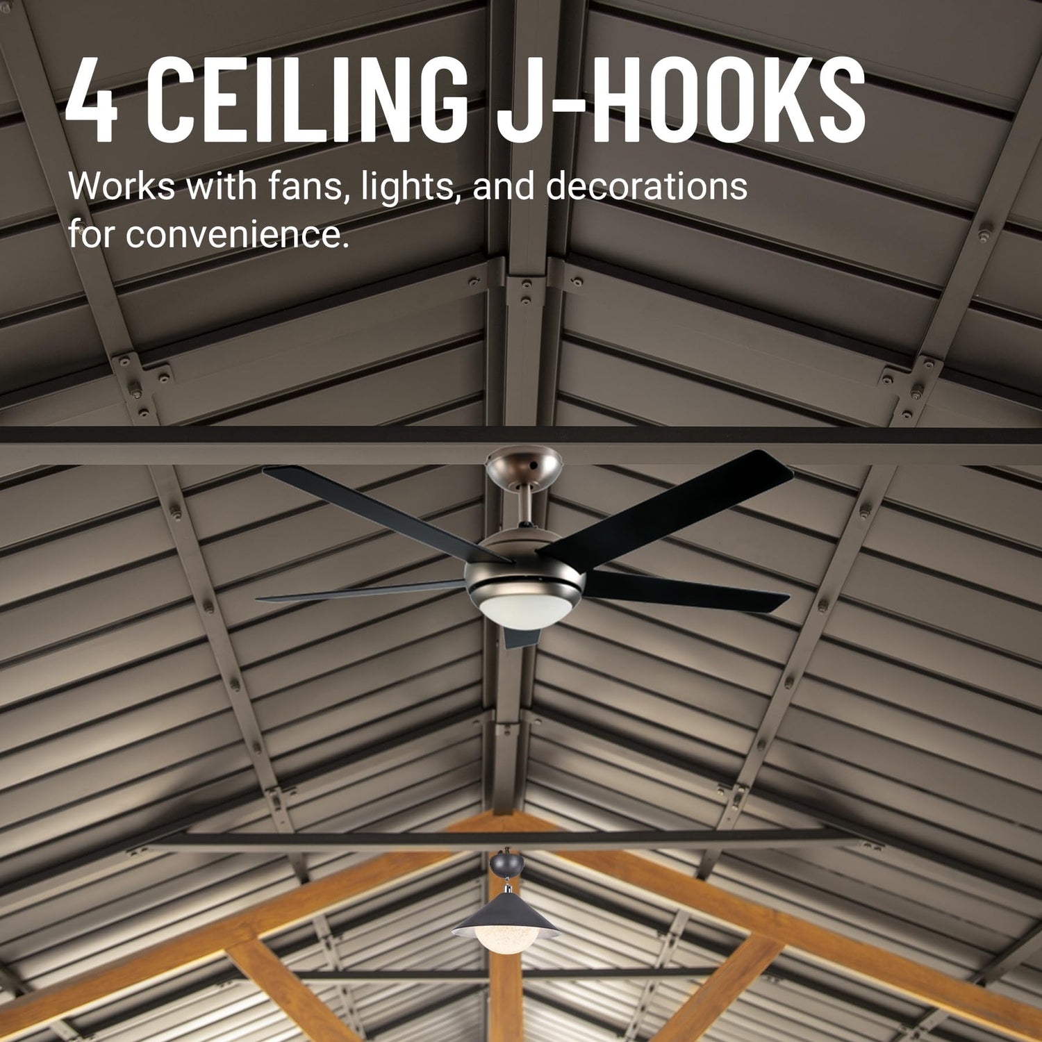 Domi 12' x 20' Hardtop Gazebo with Galvanized Steel Gable Roof, Pergola with Wood-Looking Aluminum Frame, Permanent Pavilion Outdoor Gazebo with domi outdoor living