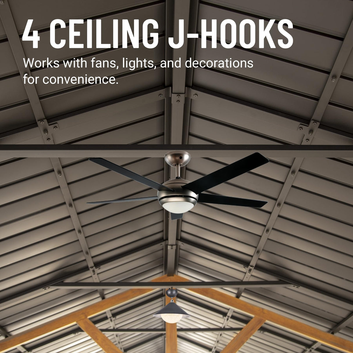 Domi 12' x 20' Hardtop Gazebo with Galvanized Steel Gable Roof, Pergola with Wood-Looking Aluminum Frame, Permanent Pavilion Outdoor Gazebo with domi outdoor living