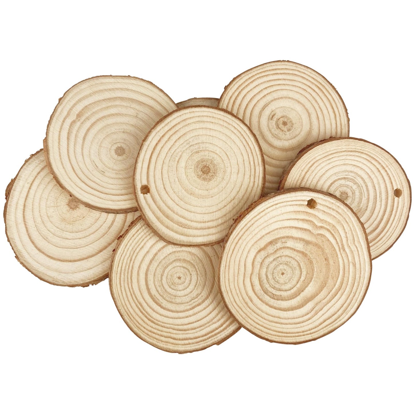 30 Pcs Natural Wood Slices, Unfinished Wooden Circles Slices with Hole, Tree Slices DIY Christmas Ornaments, 2.4-2.8 Inches Tree Slices - WoodArtSupply