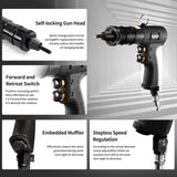 KIARUO Pneumatic Rivet Nut Gun with Self-locking Head Gun 1/4 & 5/16 & 3/8 Mandrels,Industrial Grade Adjustable Speed Pull Rivnut Gun Model:LM07 KIARUO