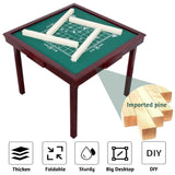 MJTABLE Wooden Mahjong Table, 35" Folding Square Card Tables, Wear-Resistant Nylon Desktop, Board Game Domino Table, Poker Cards, Mahjong, Board MJTABLE