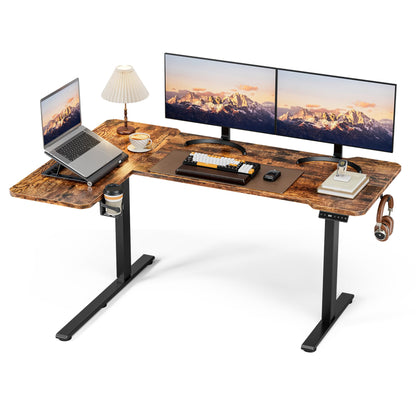 Acrolix 59" Reversiable L-Shaped Electric Standing Desk Adjustable Height Gaming Stand Up Corner Desk Sit Stand Home Office Computer Desk with Splice