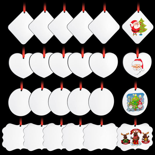 Marsui Sublimation Wooden Ornaments Blanks Christmas Sublimation Blanks Pendant Unfinished Christmas Tree Discs Wooden Ornaments Sublimation Wooden - WoodArtSupply