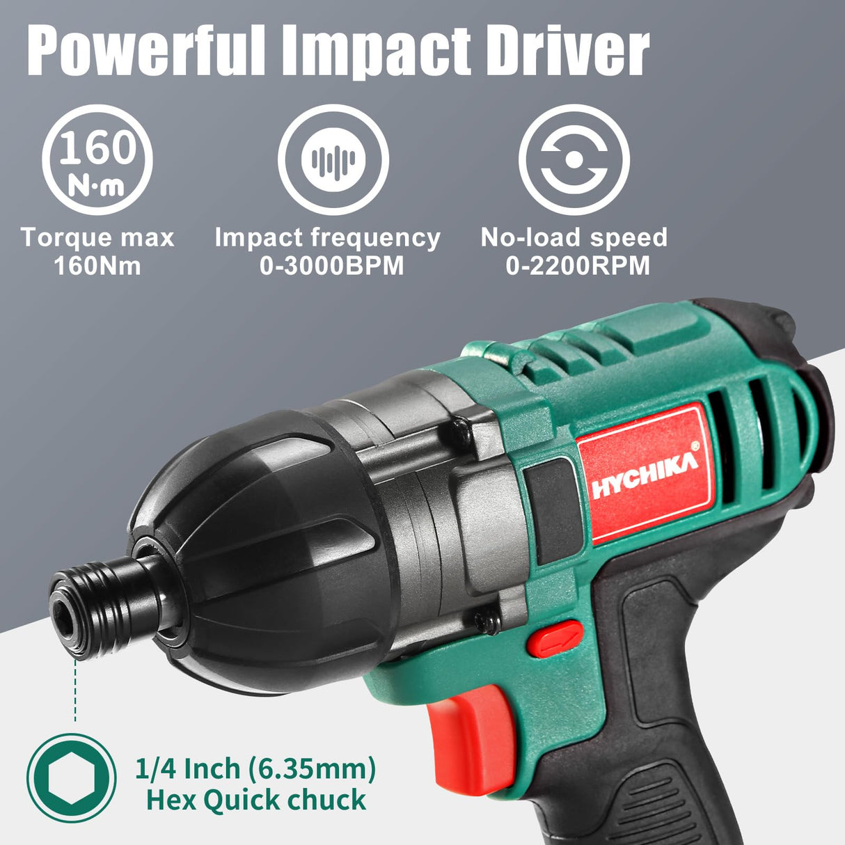 Cordless Drill Driver and Impact Driver, HYCHIKA Drill Combo Kit 18V (20V MAX), 2.0Ah Battery, 1H Fast Charging, 22PCS Accessories for Drilling Wood, HYCHIKA BETTER TOOLS FOR BETTER LIFE
