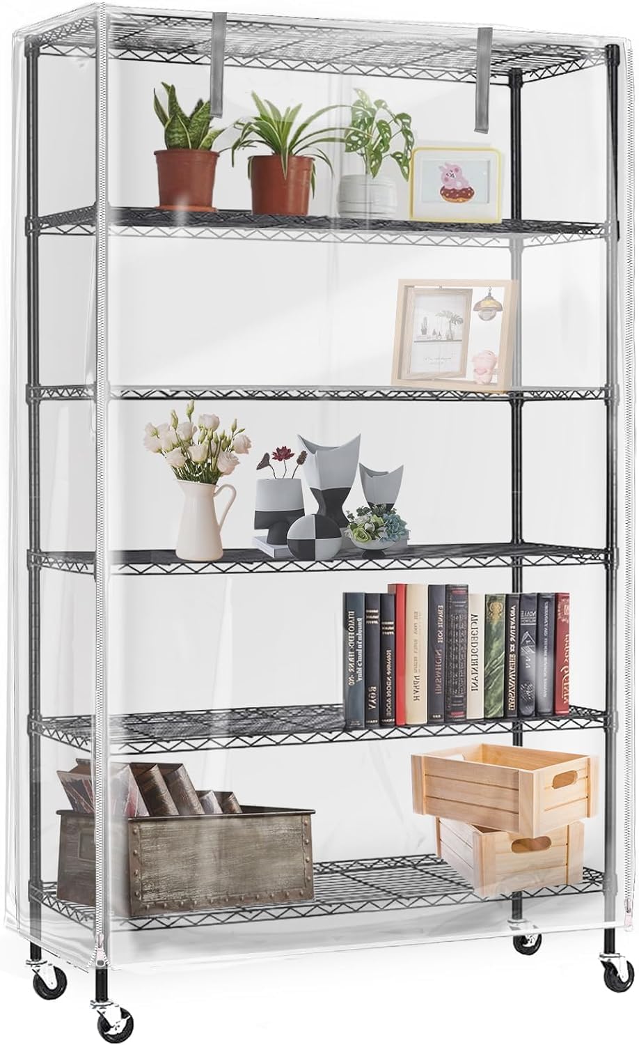 IndigoTempest9 Clear Vinyl Waterproof Shelf Cover for Wire Shelving - 36" W x 14" D x 54" H- Durable and Long-Lasting with Zipper Closure - Protects IndigoTempest9