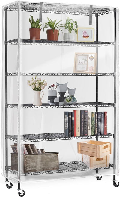 IndigoTempest9 Clear Vinyl Waterproof Shelf Cover for Wire Shelving - 36" W x 14" D x 54" H- Durable and Long-Lasting with Zipper Closure - Protects