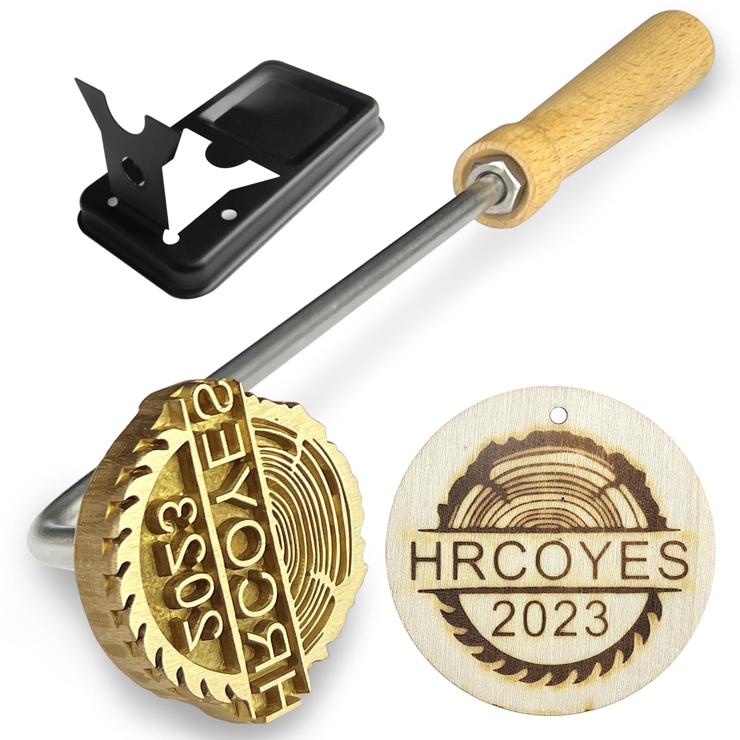 Personalised Wood Branding Iron with Custom Logo Stamp and Long Handle - Perfect for Crafts and DIY Projects - WoodArtSupply