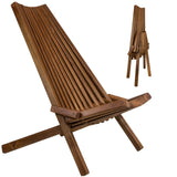 CleverMade Tamarack Folding Wooden Outdoor Chair -Stylish Low Profile Acacia Wood Lounge Chair for the Patio, Porch, Lawn, Garden or Home Furniture - CleverMade