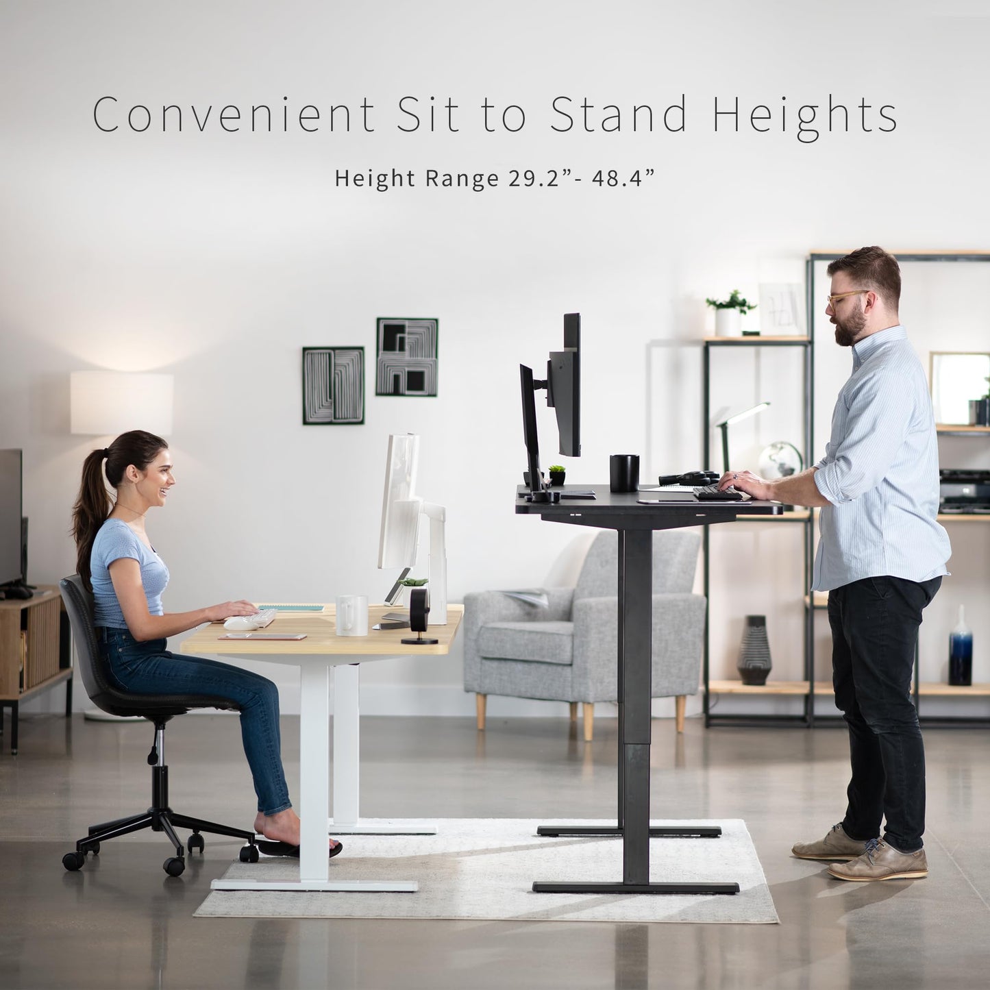 VIVO Electric Height Adjustable 71 x 30 inch Memory Stand Up Desk, Black Table Top, Black Frame, Standing Workstation with Preset Controller, 1B